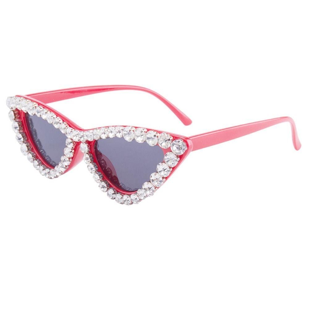Cat'S Eye Frame Rhinestone Decoration Sunglasses Sun-Protective Photos Decoration Travel Sunglasses Outdoor Black Shades Glasses