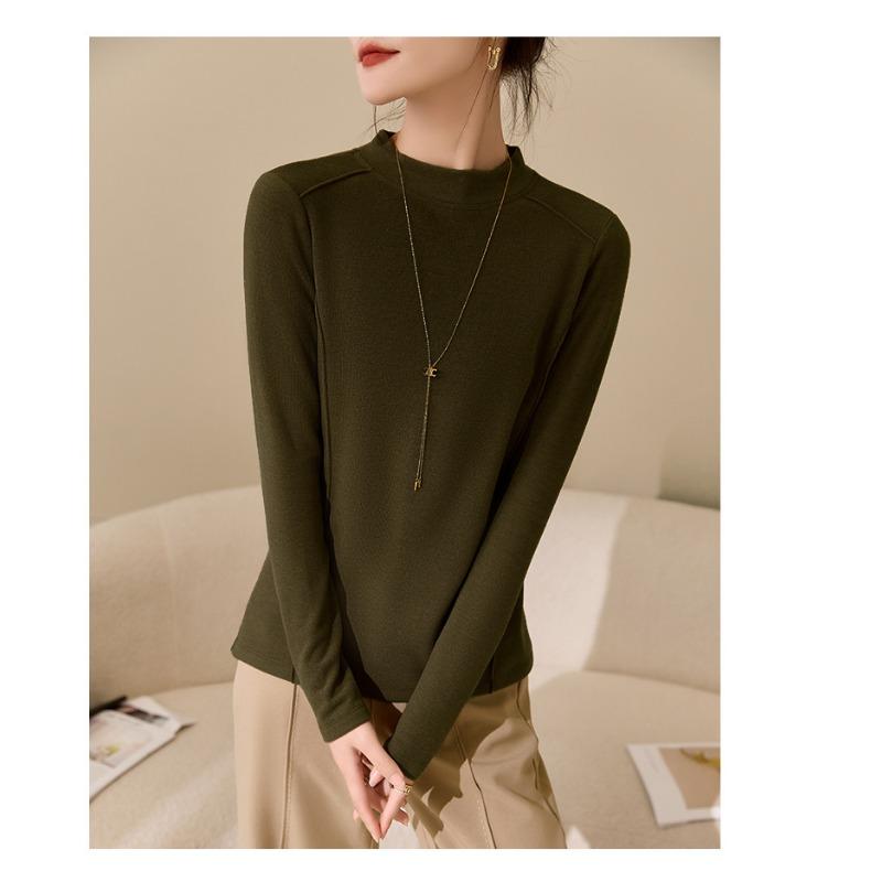 

Женская нижняя рубашка на весну, осень и зиму, новый стиль, модная толстая шерстяная футболка с длинным рукавом, топ с круглым вырезом 3XL