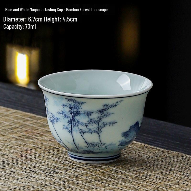 Dehua Ceramics Retro Blue & White Kung Fu Tea Cup - Exquisite Small Scent Tasting Cup for Guests