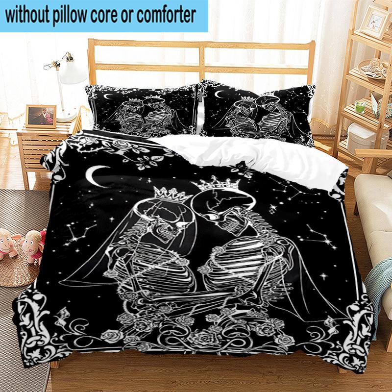 Day Of The Dead Celebration 3pcs Bedding,Including 1pc Duvet Cover And 2pcs Pillowcases Perfect for Christmas,Ideal for Bedroom, Dormitory