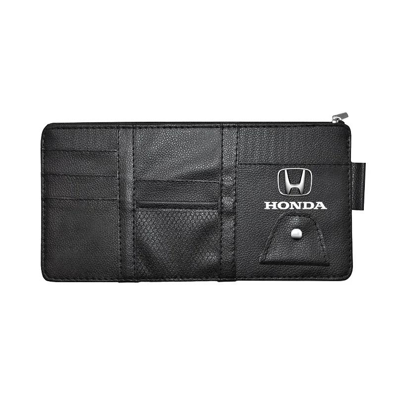 

XR Car New Honda Car Glasses Storage PU Leather Multi-Function Sun Visor Point Organizer Storage Pocket For Honda Fit Jazz Acc чёрный