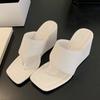 Open-toed wedged flip-flops shoes women's shoes wear 2025 summer high-heeled square-head French sandals
