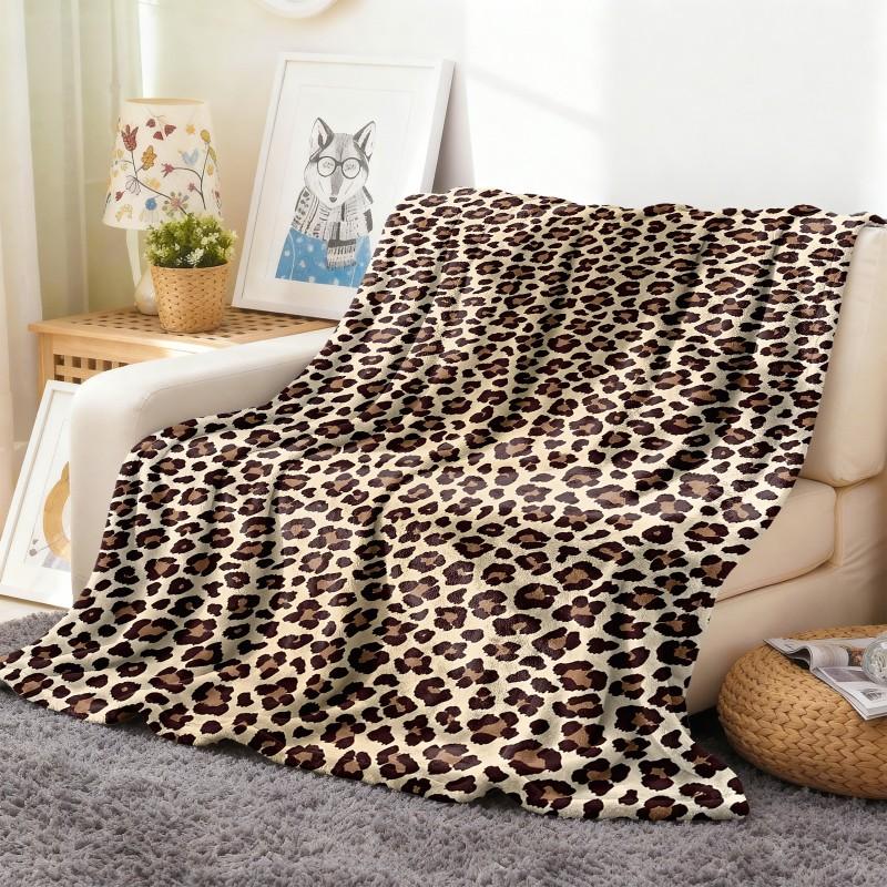 1PC Throw Leopard Pattern Animals Skin Pattern Flannel Blanket Thin Throw Soft Warm Blankets Festival Pefect Gift All Season Use
