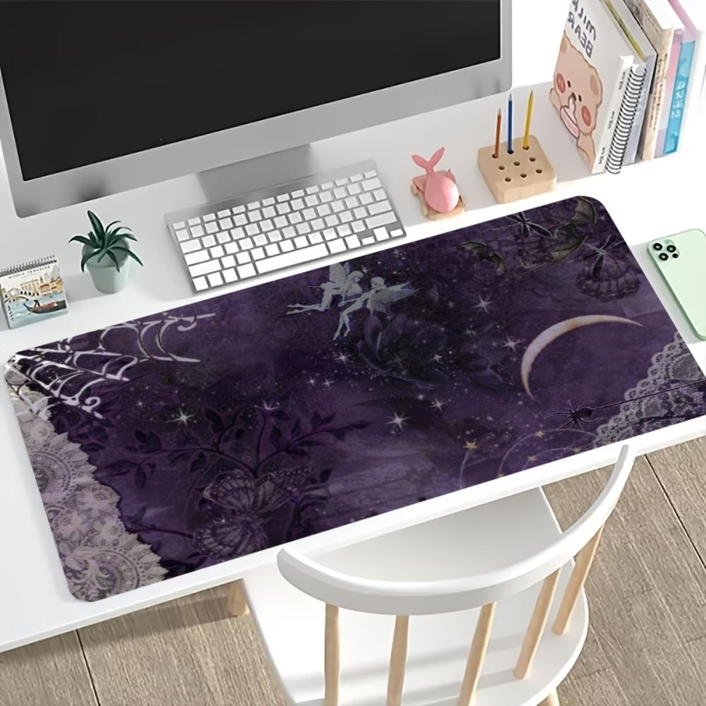 Gaming Mousepad Dark Moon Floral Butterfly Non Slip Rubber Lock Edge Keyboard Pad ESports Gamer Office Laptop Desk Mat