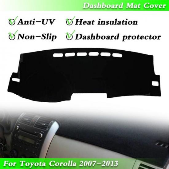 1pc Black Dashmat Dashboard Mat Cover Anti-Sun For Toyota Corolla 2007-2013