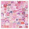 50Pcs/100Pcs Pink Reading Shiny Stickers DIY Fashion Waterproof Doodle Decals Stickers