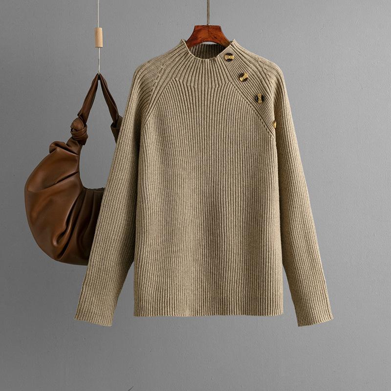 

Женский осенне-зимний свитер большого размера с полувысоким воротником, однотонный вязаный топ-свитер One Size королевский синий