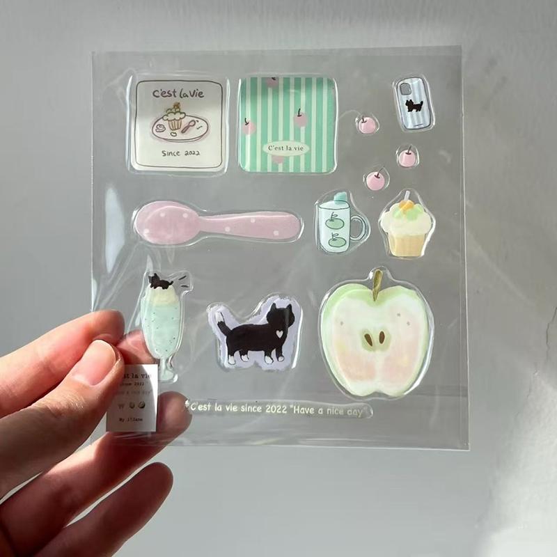A Set Cute Computer Stickers, Funny Three-Dimensional Jelly Planner Decorative Stickers Mobile Phone Stickers