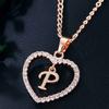 Heart Letters 26 Love Crystal Women Silver Plated Chain Jewelry Necklace