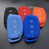 ZAD Silicone Rubber Car Key Case Cover Protector for Hyundai Tucson Elantra MISTRA Santa 9 3 Buttons Smart Key Fob Car Accessory