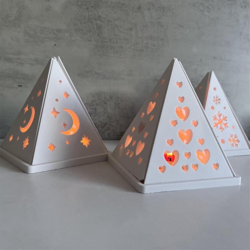 3D Candlestick Silicone Mold Pyramid Shaped Candle Base Mold Gypsum Candle Holder Epoxy Mould Home Decorations Mould
