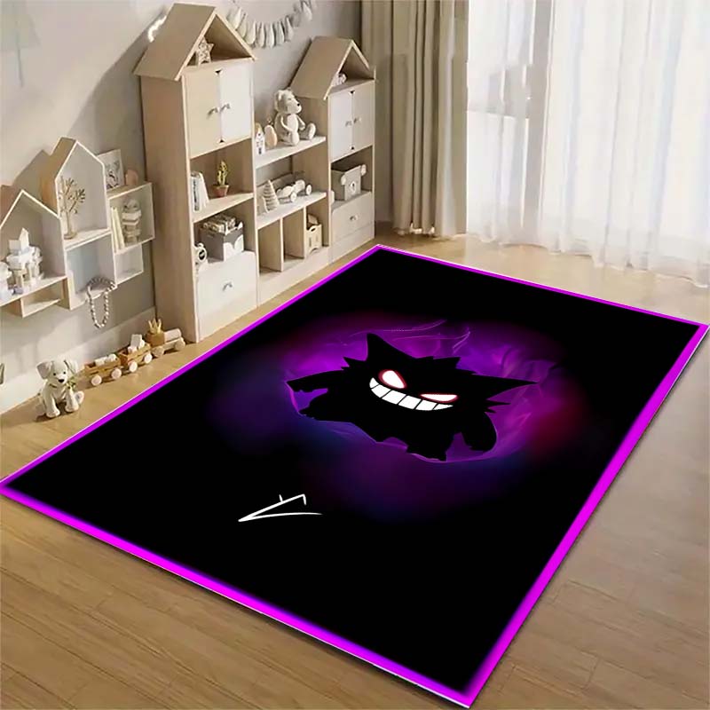 Gengar Printed Area Rug Cartoon Ghost Pattern Non-Slip Floor Mat Soft Carpet for Bedroom Living Room Decor