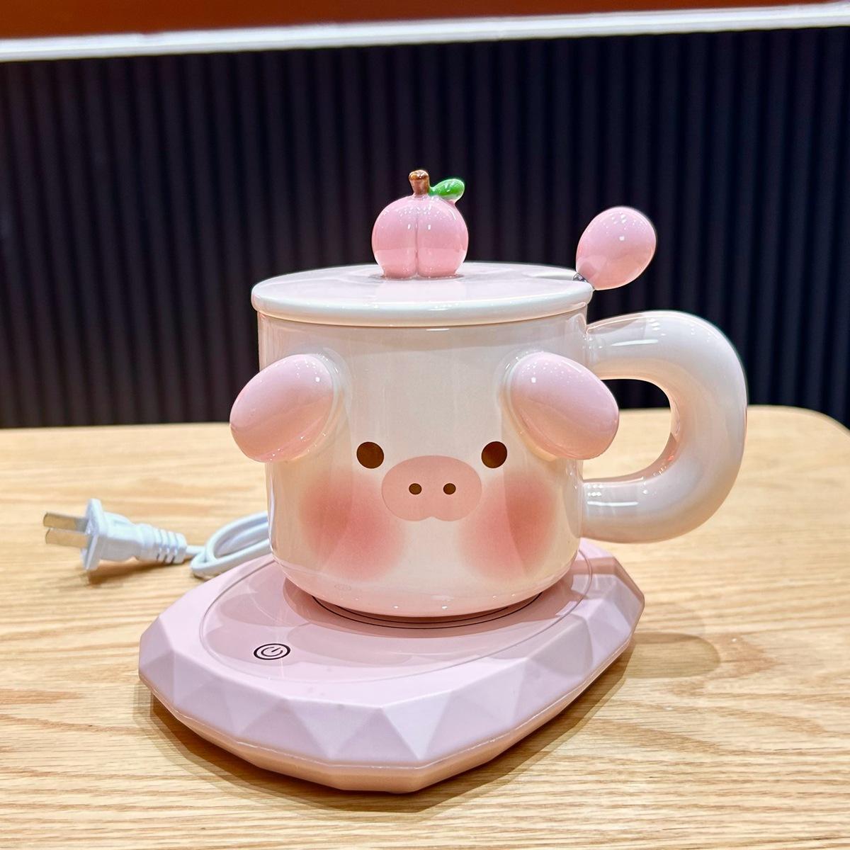 

Cute Pig Constant Temperature Heating Cup Gift Box with Mug Birthday Gift for Girls Practical Gift for Best Friend Creative Cup 480ml