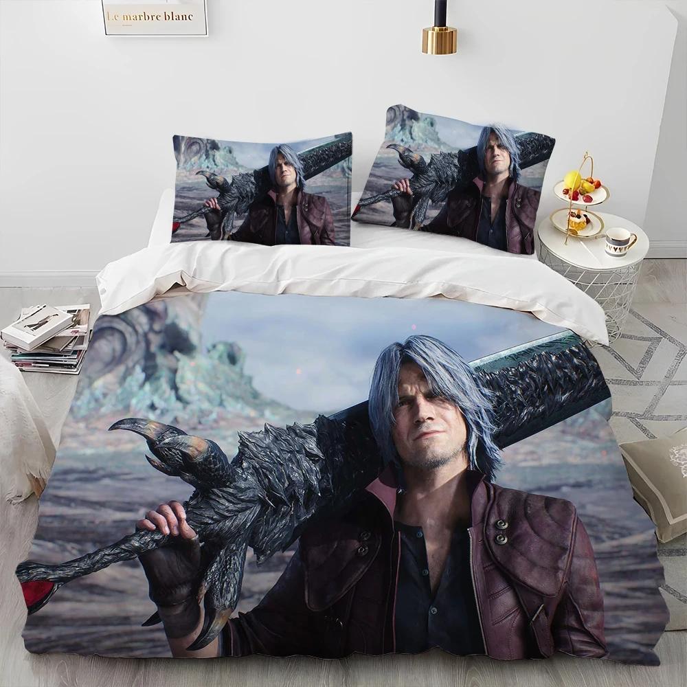 D-Devil May Cry Dmc Game Gamer Comforter Bedding SetDuvet Cover Bed Set Quilt Cover PillowcaseKing Queen Size Bedding Set Kids