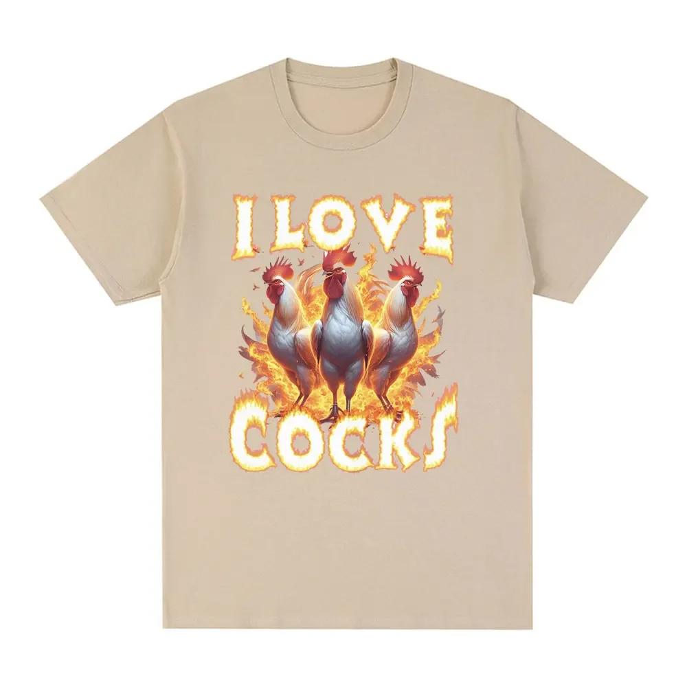 Streetwear Casual I Love Cocks Funny Roosters Meme T-shirt Chicken Enthusiast Short Sleeve men Women's Extra Large Clothing tees
