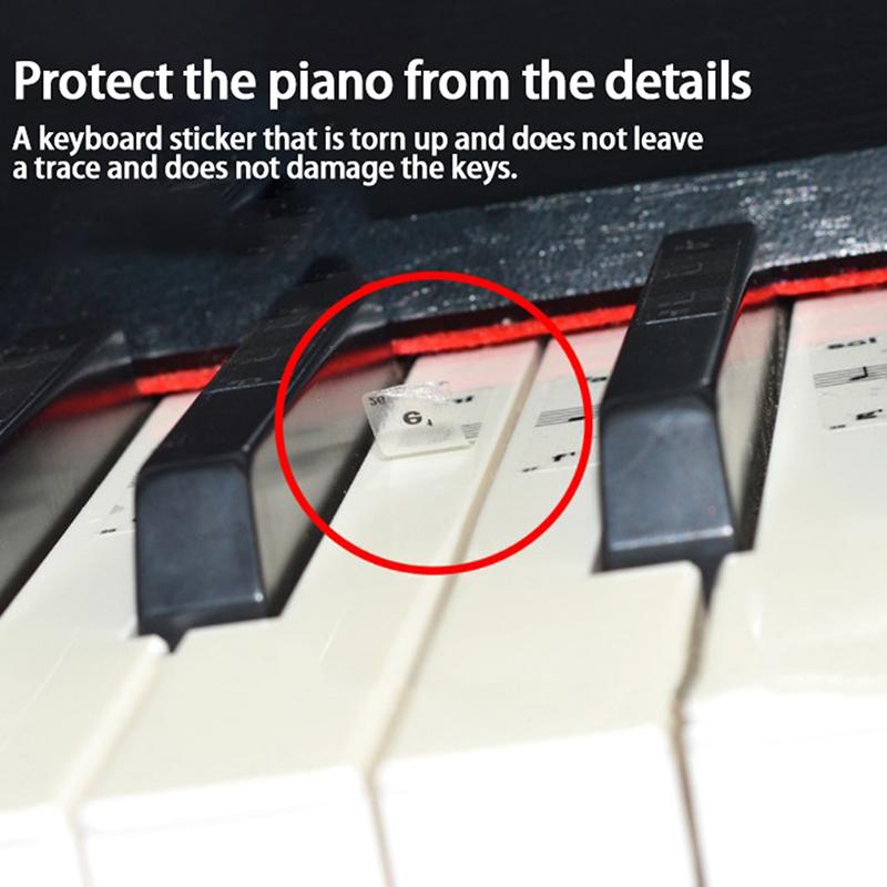 54/61/88 Key Piano Stickers Transparent Piano Keyboard Pvc Sticker Piano Stave