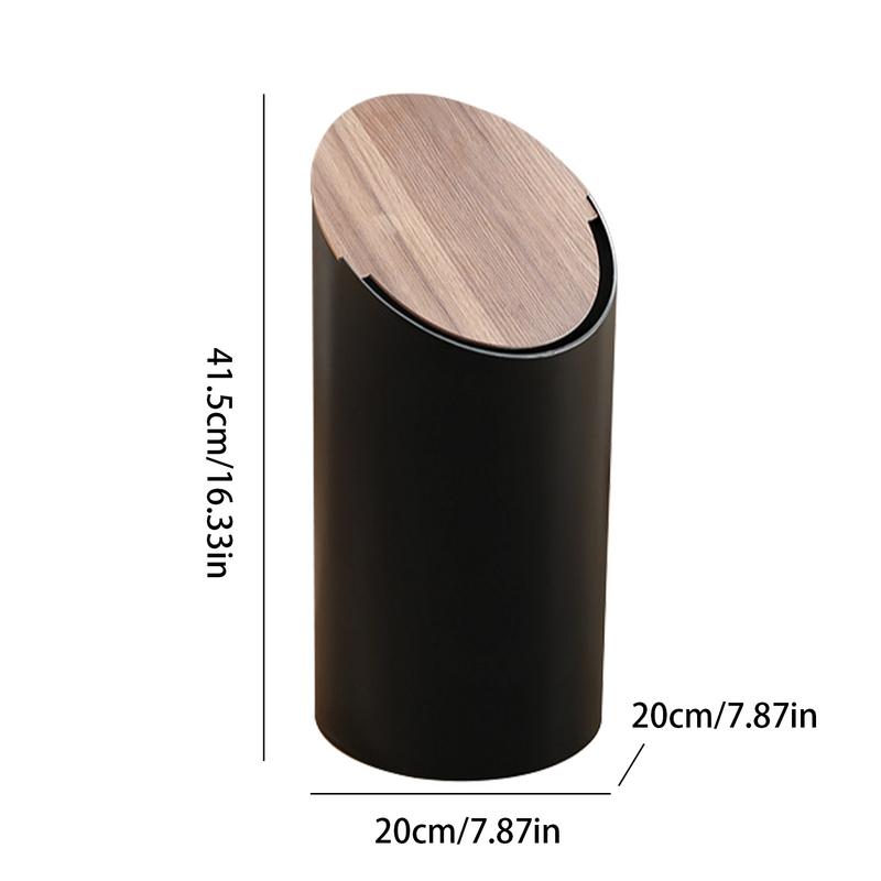 Garbage Can With Lid Swing Top Decorative Garbage Can Modern Wooden Covered Waste Basket Sleek Garbage Container For Kitchen