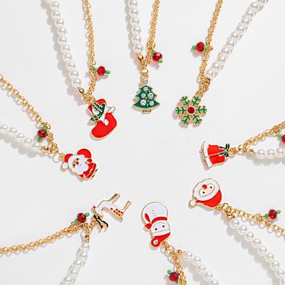 Christmas Alloy Jewelry: Tree, Santa, Snowman, Reindeer, and Bell Designs