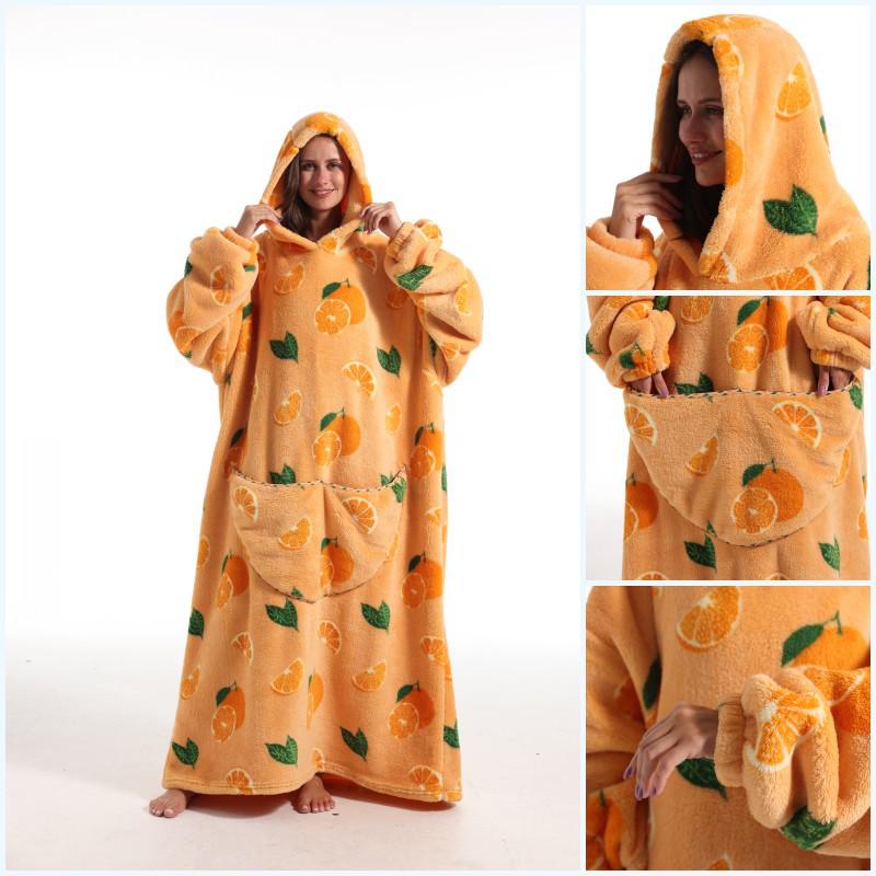 2023 Hooded Oversized Flannel Blanket Clothing for Men & Women – Extended Length for Warmth