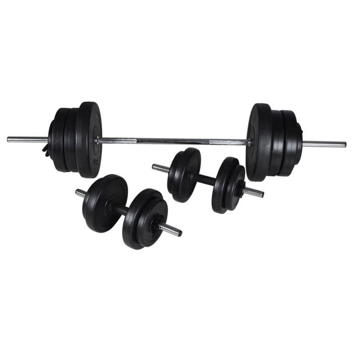 VidaXL Kit de Barre d'Haltère et 2 Haltères Salle de Musculation Gymnase 90375