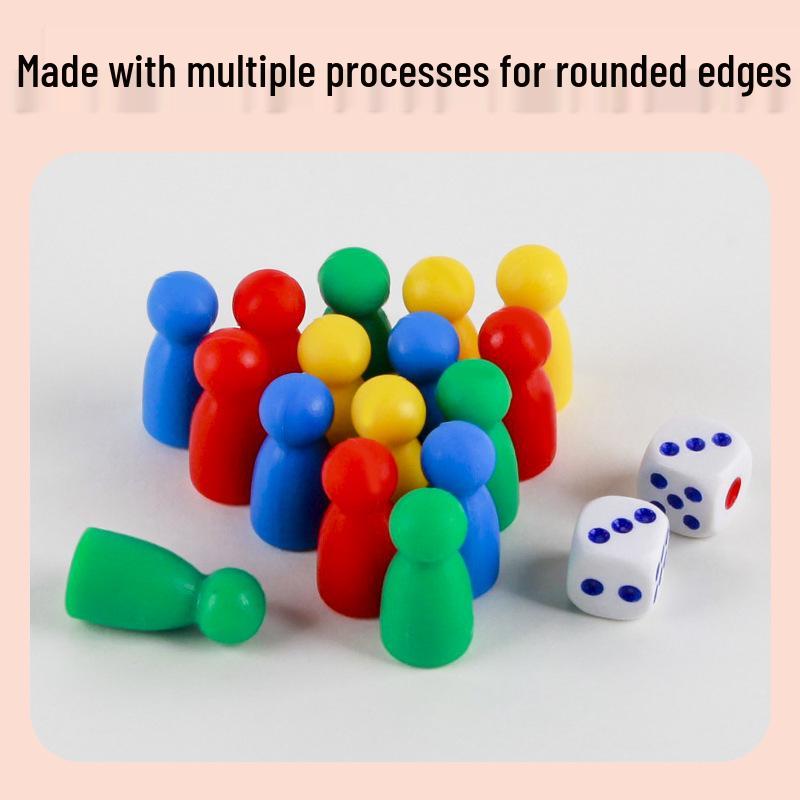 Six-Color Plastic Ludo Game Pieces - Educational Spare Accessories for Kids