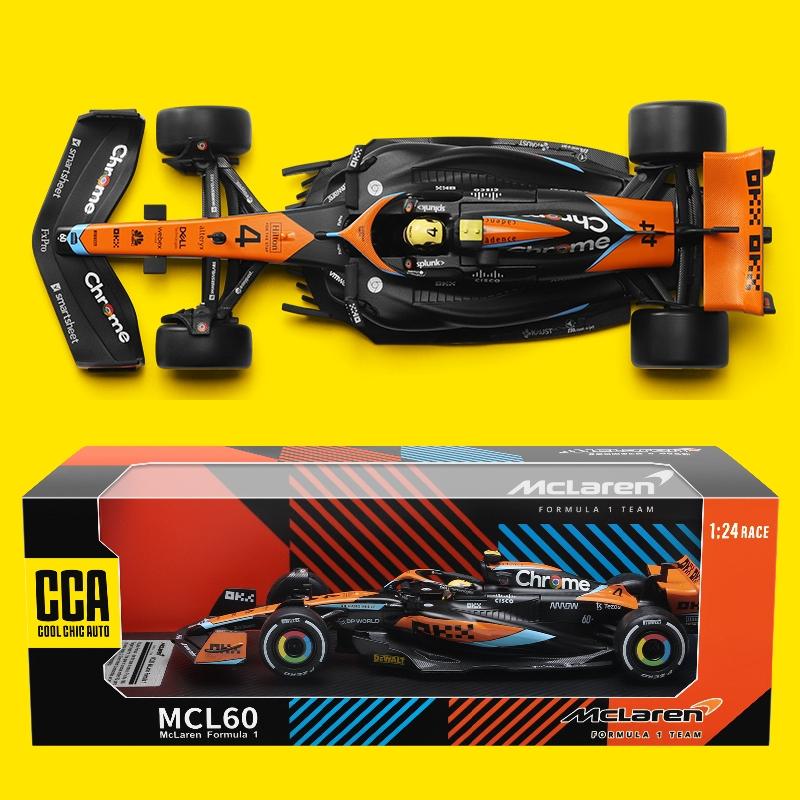 1/24 McLaren F1 MCL60 2023 Závodní tým Kovové odlévané autíčko Miniaturní model vozidla Volná kola Sběratelský dárek pro chlapce