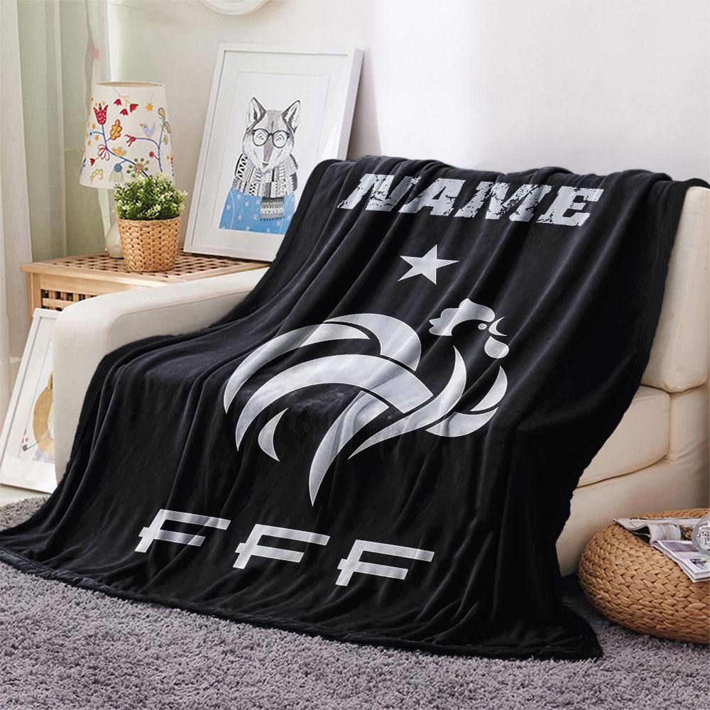 Custom Name,France National Football Team Printed Flannel Blanket, Soft Throw for Bedroom Sofa, Washable, Christmas Present, Great Gift.
