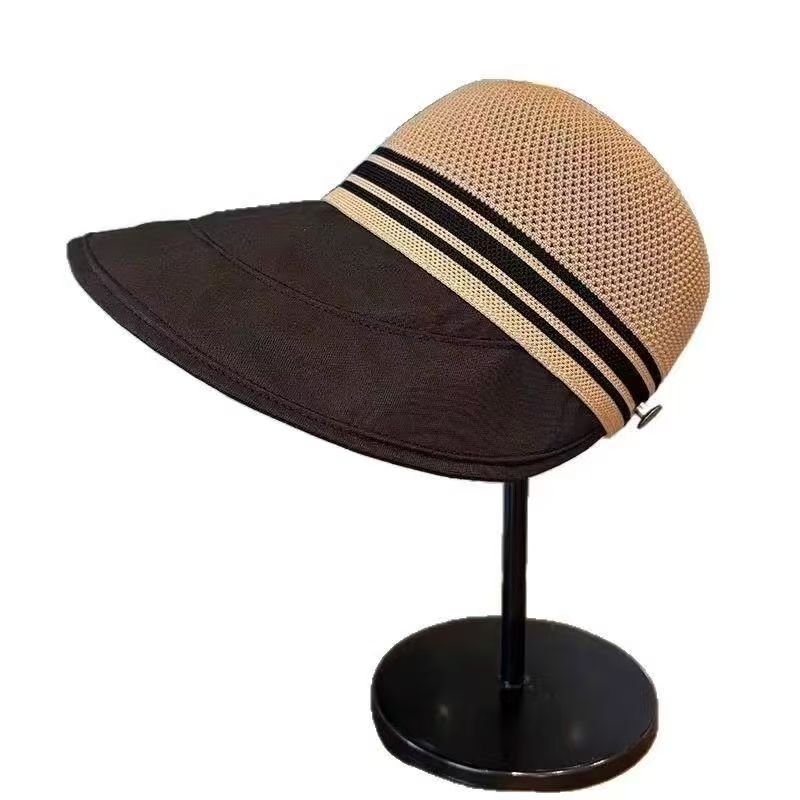 Summer sun protection wide-brimmed open-top hat for women, face-shielding beach fisherman hat, UV protection sun hat