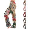 Women's Christmas Print Pants, Plush Casual Pants for Holiday Wear