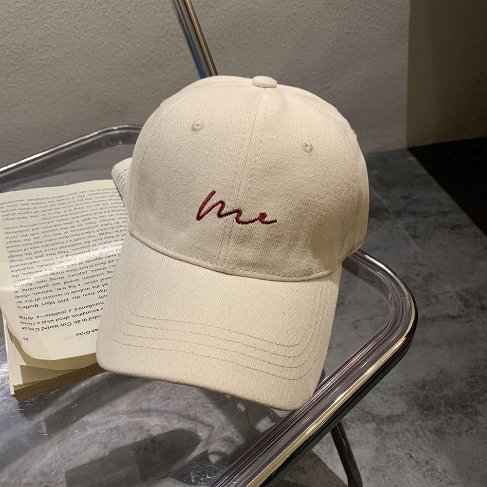 New Big Head Circumference Baseball Cap Women's Embroidery Fashionable Versatile Face Small Wide Curved Brim Solid Color Cap Men's Trend