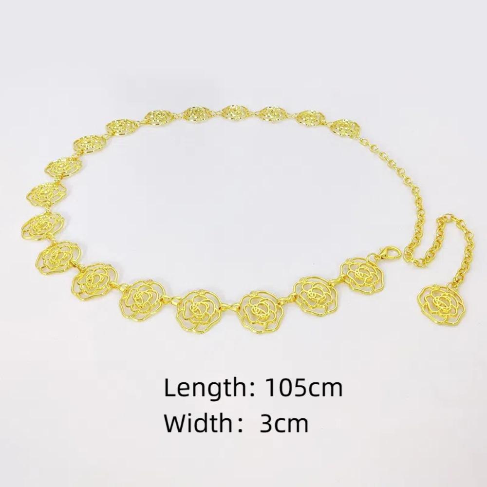 Rose Flower Waist Chain Adjustable Skirt Decoration Belt Fashion Flower Chain Belt  Women