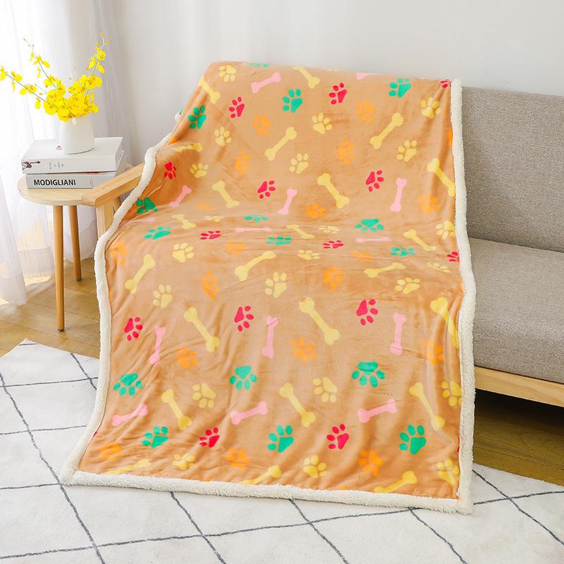 Flannel Sherpa Double-Layer Pet Blanket - Thick, Cozy Dog Bed Mat