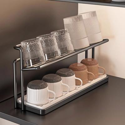 Carbon Steel Drain Cup Holder Upside-Down Design Stable Base Quick Drying Cup Rack Tea Cup Organizer