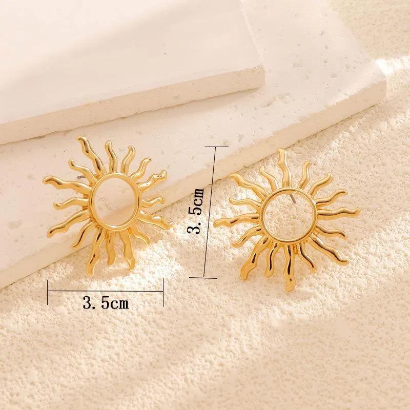 Temperament Elegant Sun Flower Stud Earrings For Women Daily Jewelry Gift