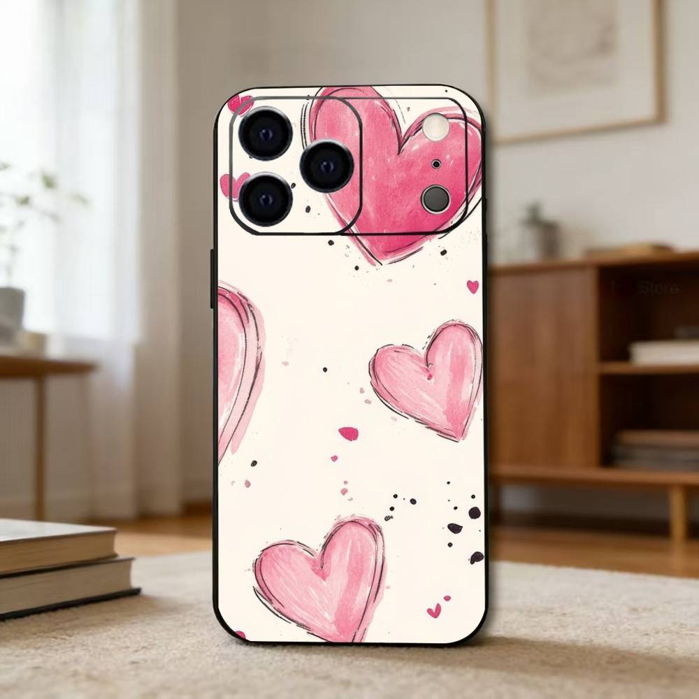 

C-Милый L-Любовь H-Сердце Чехол для Телефона Для iPhone 17, 16, 15, 14, 13, 12, 11 Plus, Pro Max, Других Мягкий Черный Чехол iPhone14Pro