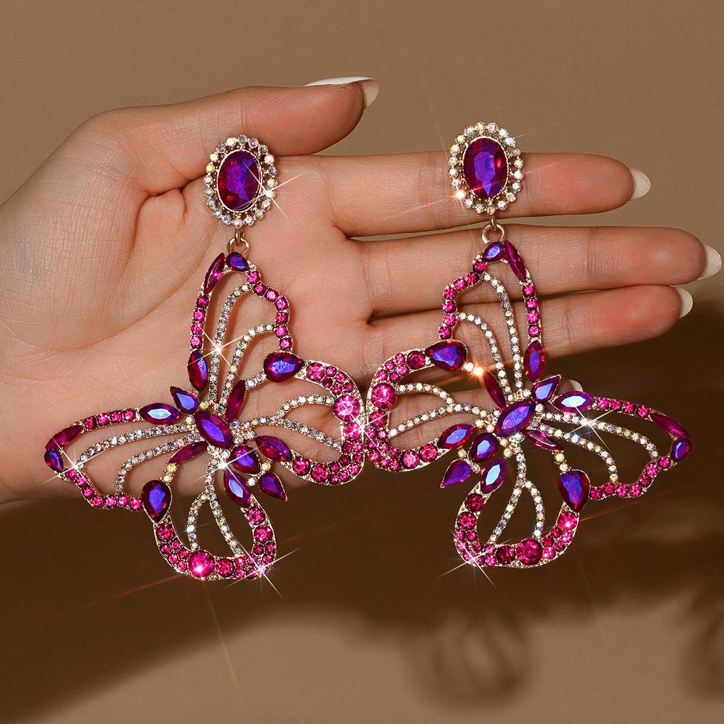 Women Rhinestone Butterfly Earrings Jewelry for Dates Parties Festivals