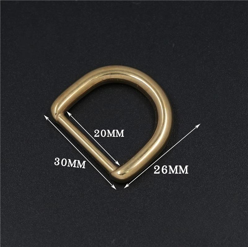 

1 шт. Лита D-подібна пряжка з суцільної латуні для шкіряного ремесла, сумки, гаманця, ремінця, стрічки, нашийника для собаки 15/20/25 мм