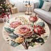 Charming Vintage Rose Bouquet Round Area Rug Soft Floral Print Non-slip Decorative Carpet for Living Room Bedroom