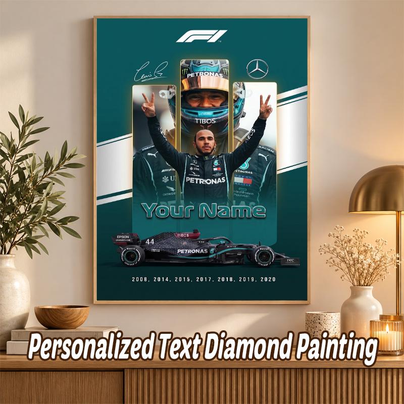 Lewis Hamilton Benutzerdefinierter Name Text 5D Diamantmalerei Set DIY Vollbohrer Diamantkunst Dekoration