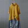 European & American Women's Cotton-Linen Ruffled Short-Sleeve Shirt