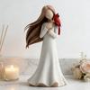 Figure Statue Girl Red Bird Decorative Figurine Smooth Texture Healing Aesthetic Design Home Desktop Ornament