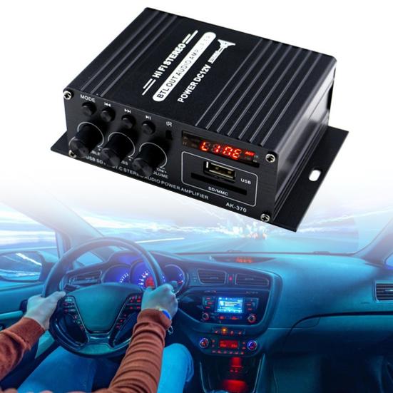 AK370 Power Amplifier Multifunctional Low Distortion Bluetooth-compatible Wireless Connection 12V/220V 2CH Audio Amplificador for Home