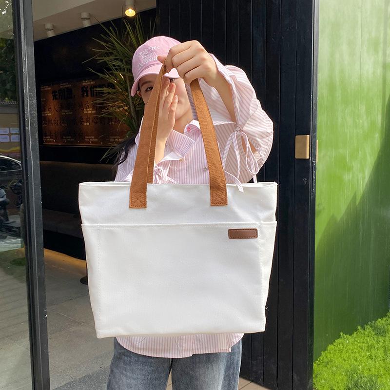 Canvas bag Women's ins Mori shoulder bag Large capacity book student class commuter bag Handheld cloth bag