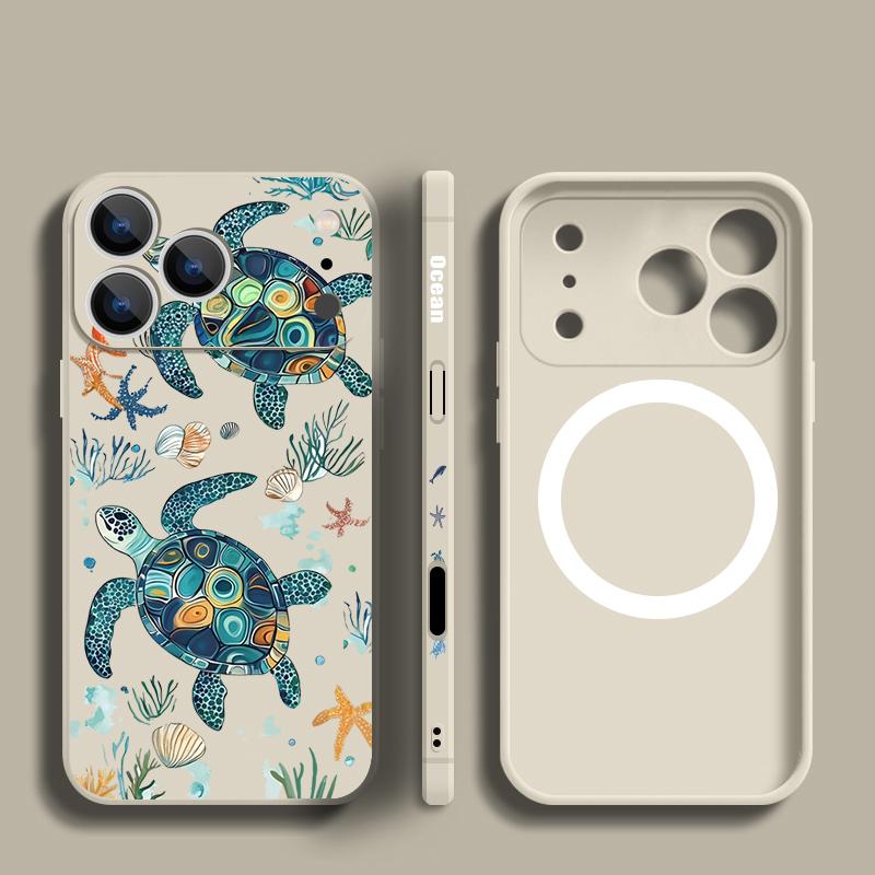 For iPhone 17 Pro Max Case Shark Whale Marine Life Pattern Magnetic For Magsafe Soft Cover For iPhone 16 15 14 13 Pro Max 17E 16E