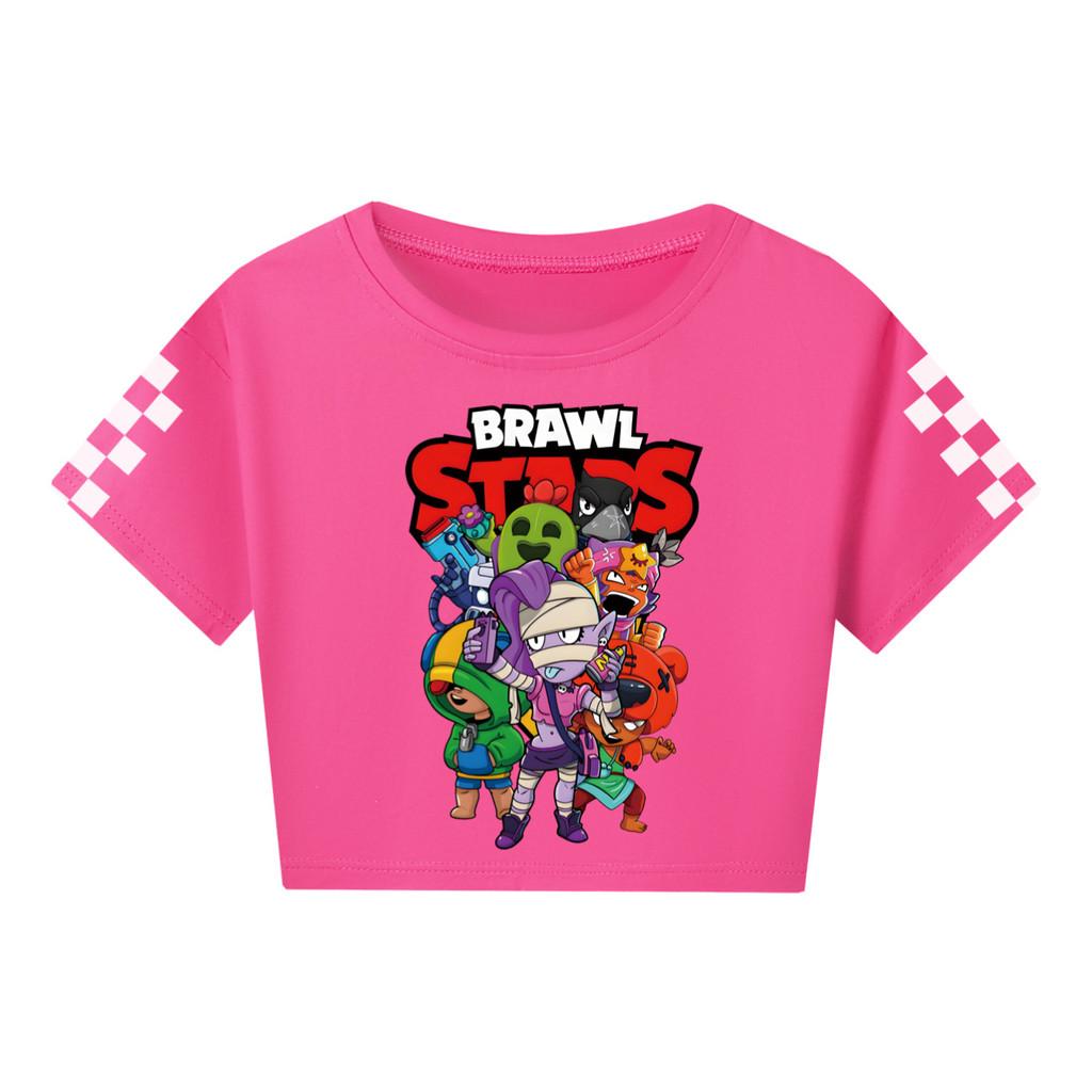4094 Kid Girls Brawl Stars Print Short Sleeves Short T-Shirt