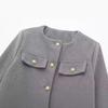 Women's Fashion and Casual Versatile Round Neck Flip Decoration Short Suit Coat Plus Size