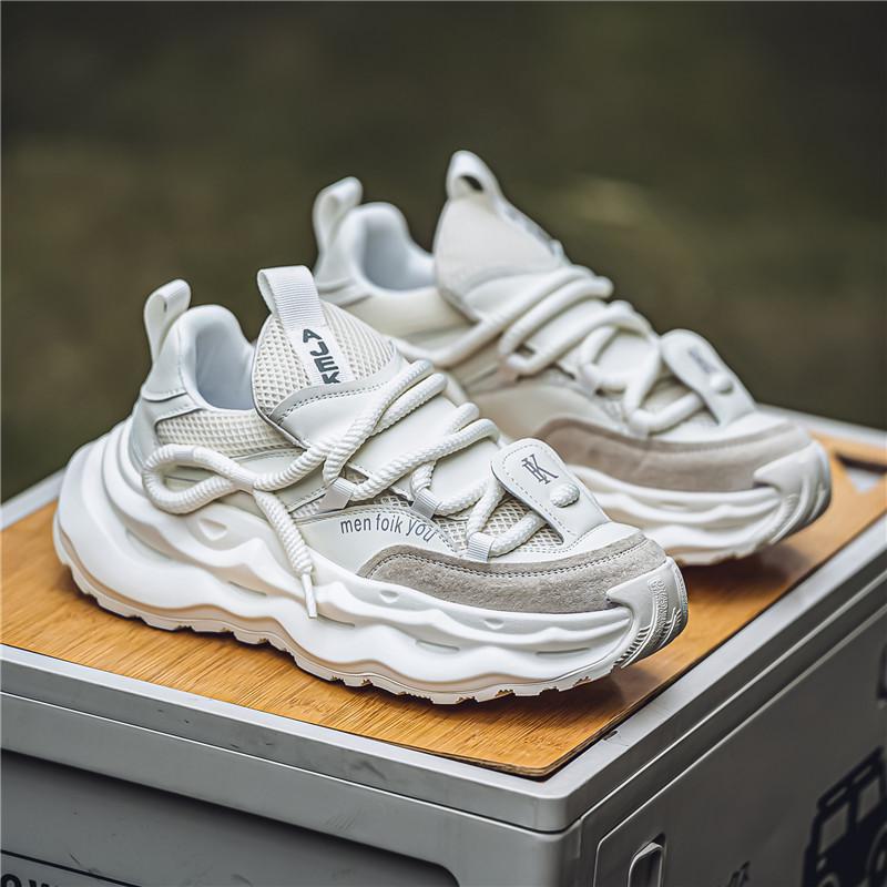 Men's 2024 Trendy Breathable Mesh Sneakers - Casual Sports, Thick Sole, Heightening Dad Shoes