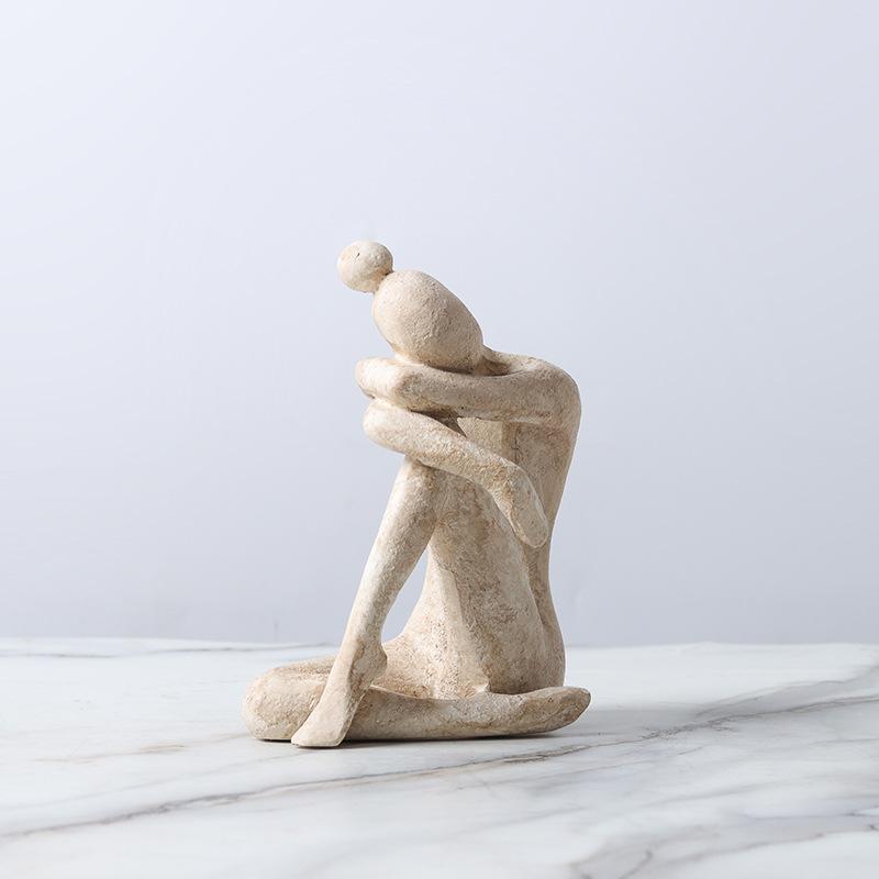 Nordische Wabi Sabi Harz Buchstütze Skulptur Kniende Figur Heimdeko Modern Minimalistisch