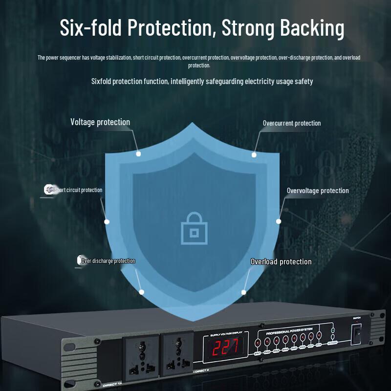 Huido Professional 8-Channel Power Sequencer for Conference AV (CN Version)