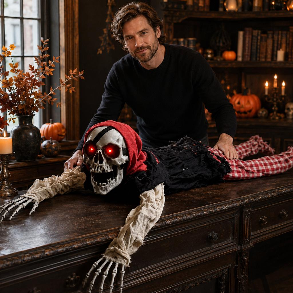 Halloween Skelet Decoratie met Lichten en Geluiden, Kruipend Prop voor Binnen Buiten Huis
